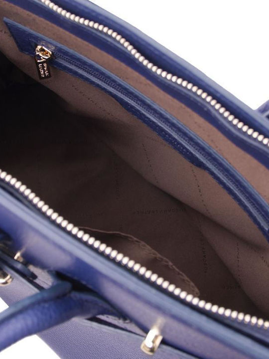 Leather Women's Bag Tote Handbag Navy Blue