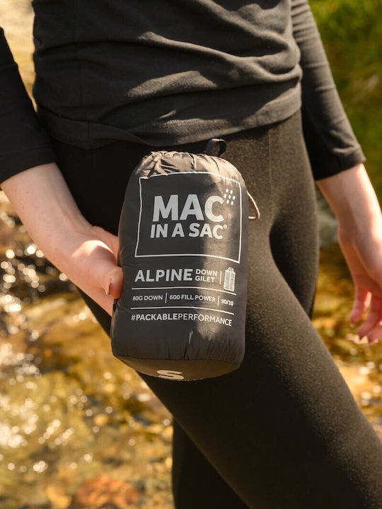Alpine Κοντό Γυναικείο Αμάνικο Puffer Μπουφάν Αδιάβροχο για Χειμώνα Μαύρο