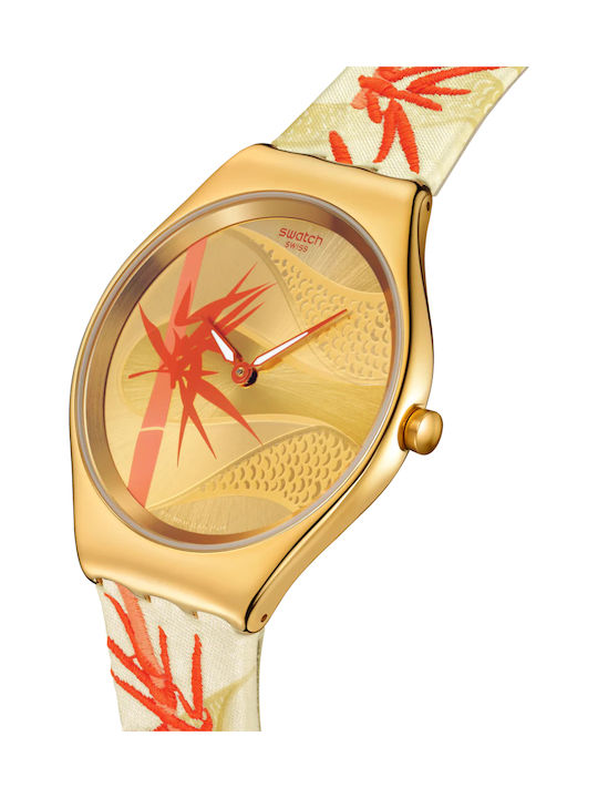 Swatch Golden Women's Watch with Fabric Strap