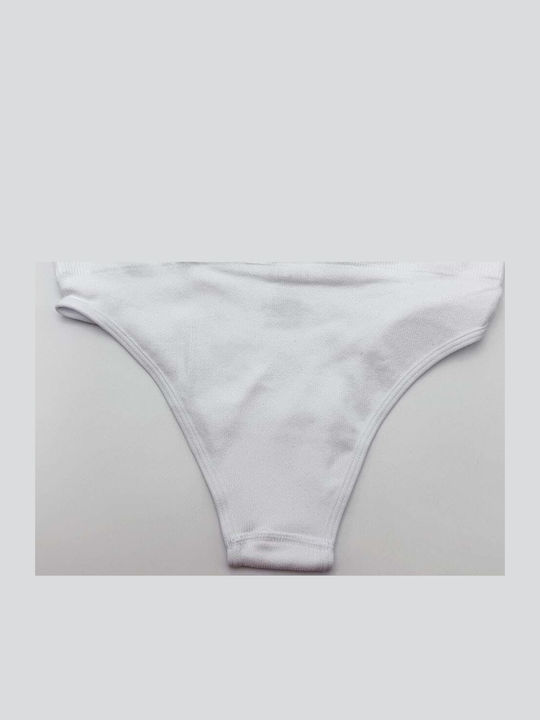 Ribbed Underwear Set Bustier High-Waisted Panty White