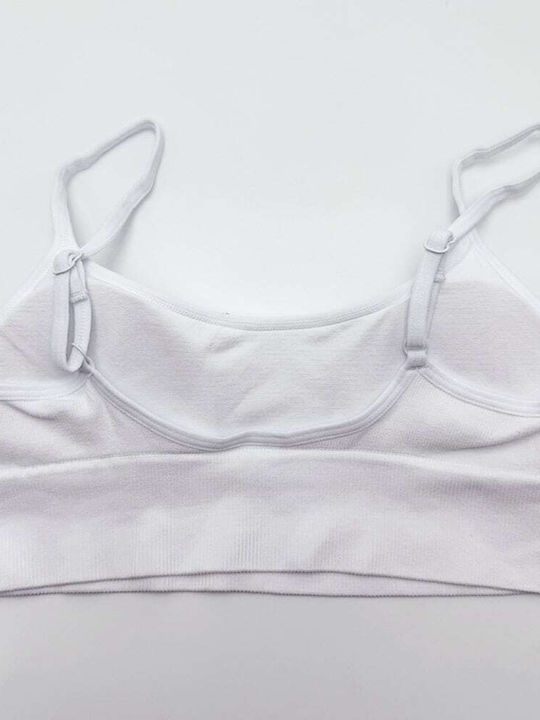 Ribbed Underwear Set Bustier High-Waisted Panty White