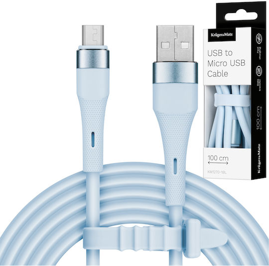 Cablu USB MicroUSB 1 M Silicon Albastru Kruger&matz Basic