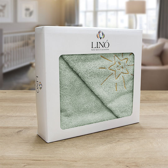 Lino Home Halat De Baie Pentru Bebeluşi Cu Glugă Smiley Verde Menta 75x75cm
