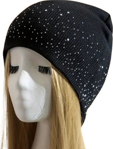 Beanie Feminin Căciulă Tricotat în culoarea Negru