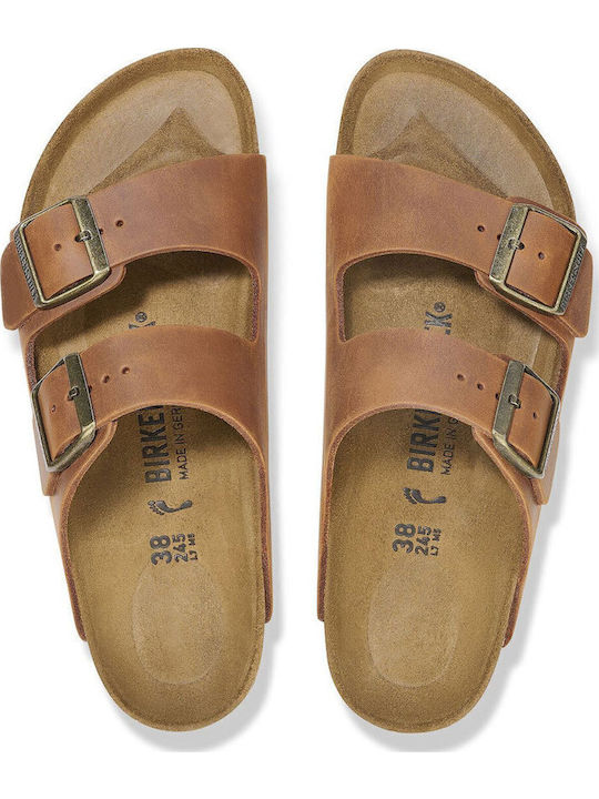 Arizona Women's Flat Sandals in Tabac Brown Color Narrow Fit