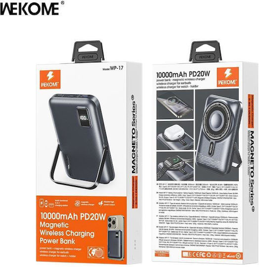 WK WP-17 MagSafe Power Bank 10000mAh 20W με 2 Θύρες USB-C Power Delivery Μαύρο