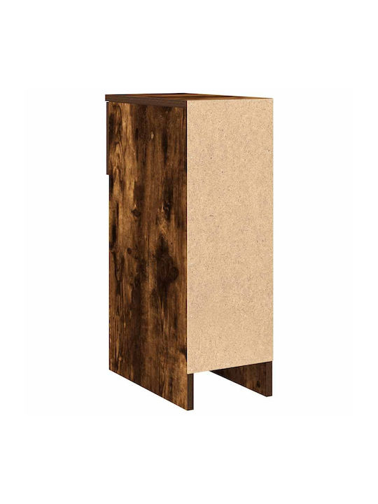 Bedside Table Drawer Smoked Oak 20x36x60 cm Brown