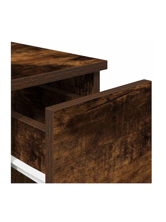 Bedside Table Drawer Smoked Oak 20x36x60 cm Brown