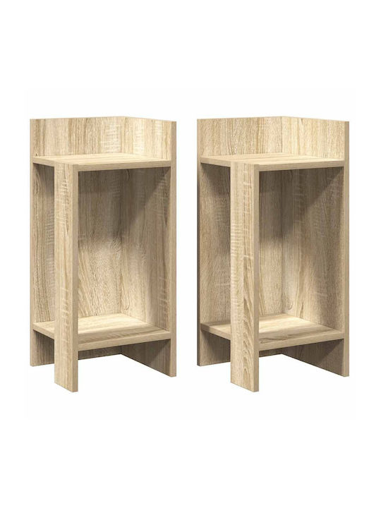 Rectangular Side Table Wooden Coffee 2pcs L25.5xW27xH60cm.