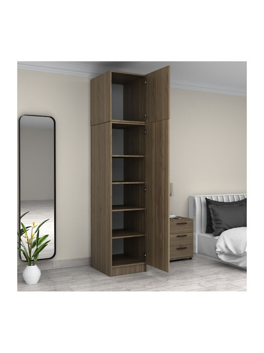 Einzeltür Kleiderschrank Victoria mit Aufsatz Walnut 50x60x240cm
