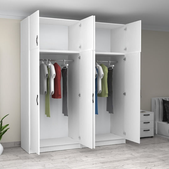 Four Door Wardrobe Victoria with Loft White 200x60x240cm