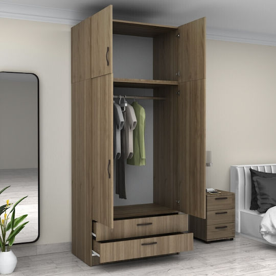 Double Door Wardrobe Victoria with Loft Walnut 100x60x240cm