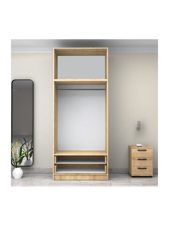 Doppeltür Kleiderschrank Victoria mit Aufsatz Natural Beech 100x60x240cm