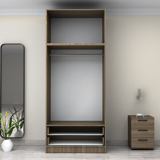 Double Door Wardrobe Victoria with Loft Walnut 100x60x240cm