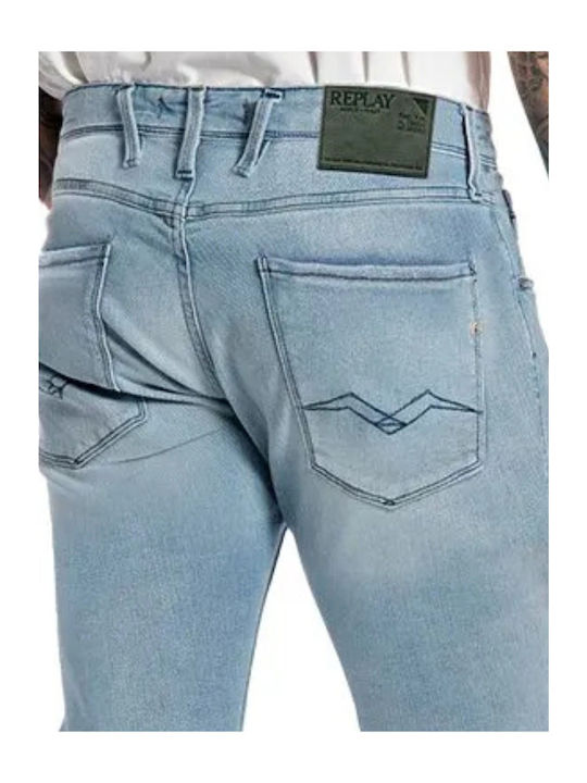 Anbass Men's Jeans Pants Elastic Light Blue