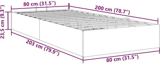 Cadru de Pat Tip Otoman Fără Saltea Negru Piele Ecologică Neagră 80 X 200 Cm