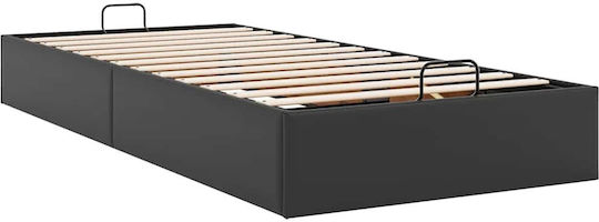 Cadru de Pat Tip Otoman Fără Saltea Negru Piele Ecologică Neagră 80 X 200 Cm