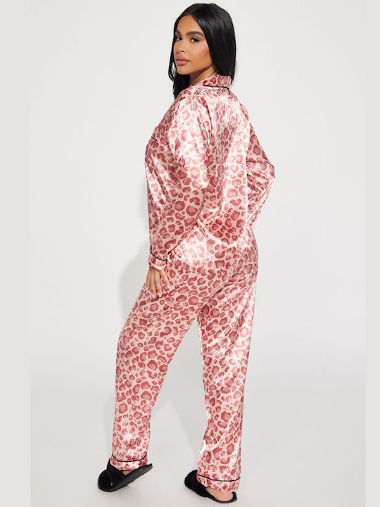 La Lolita Amsterdam Winter Women's Pyjama Set Satin Pink