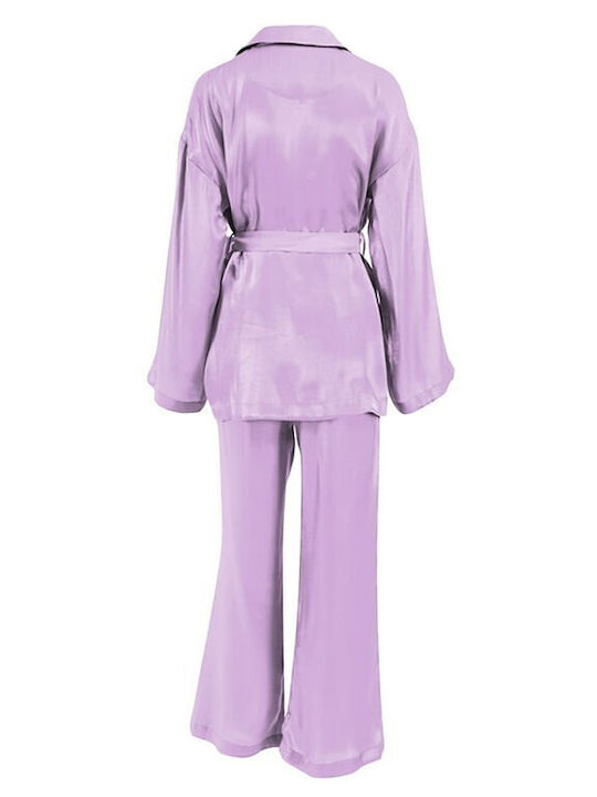 La Lolita Amsterdam Summer Women's Pyjama Set Satin Lilac