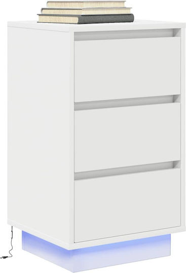 White Wooden Bedside Table 38x34x65cm