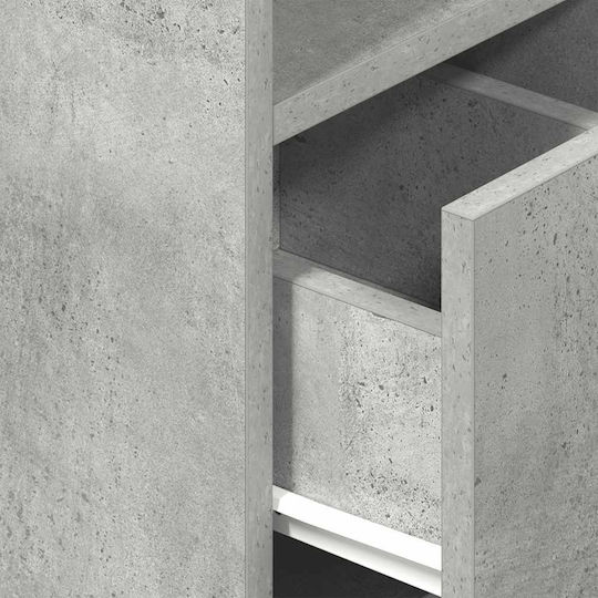 Grey Wooden Bedside Table Concrete 25x31x66cm