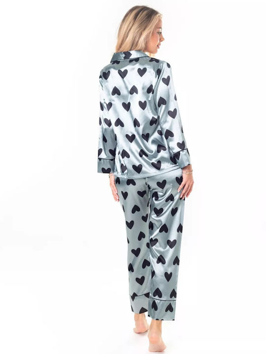 La Lolita Amsterdam Winter Women's Pyjama Set Satin Gray