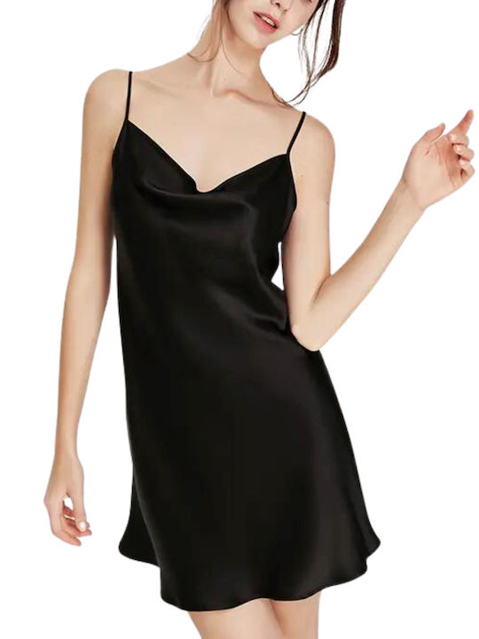 La Lolita Amsterdam Summer Satin Women's Nightdress Black