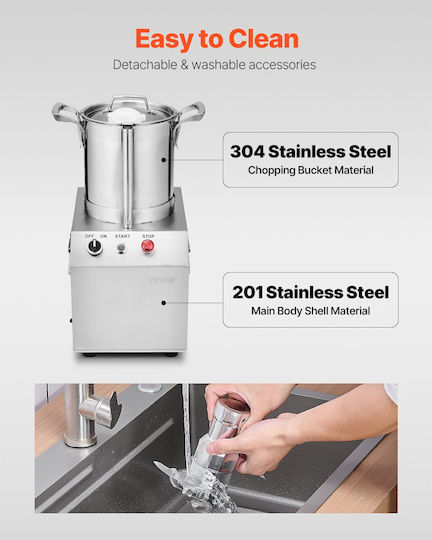 Vevor Food Processor & Vegetable Blender 4L Stainless Steel Food Grade