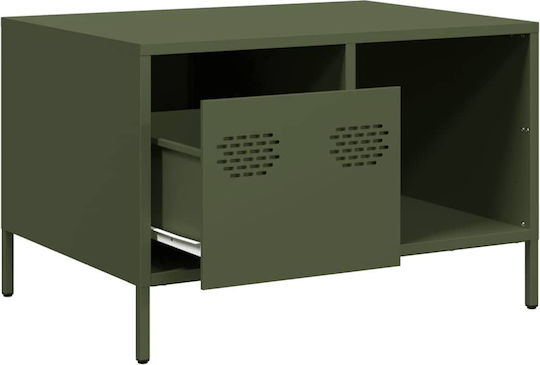 Masă Laterală Rectangulară Metalică Verde L68,5xL50xÎ43,5cm