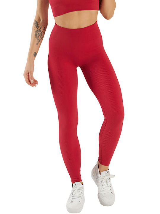 Roza Training Women's Long High Waist Red Leggings