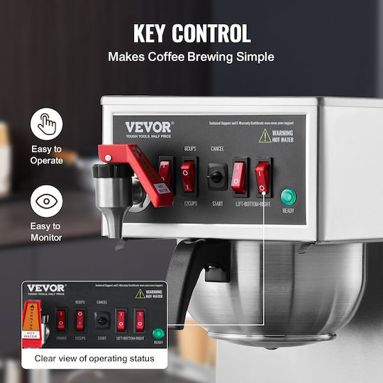 Vevor Commercial Filter Coffee Machine 1.8lt VV-BLHSYMSKFJ3GO2QWUV2