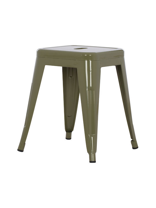 Μεταλλικό Σκαμνάκι Εξωτερικού Χώρου Melita Dark Olive 37x37x45cm