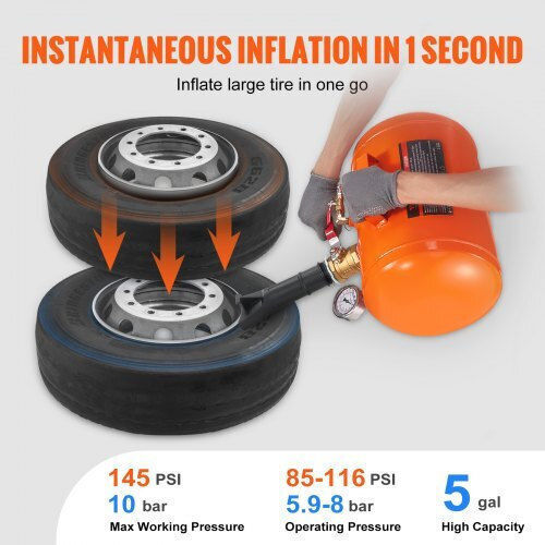 Vevor Tire Inflator 5L Manometer 145 Psi Cars & ATV Ltb5gal145psi1hjxv0