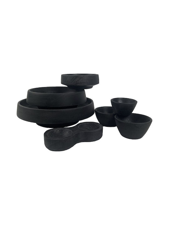 Nakaro Wood Wooden Salad Bowl Black 17x17cm