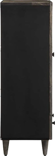 Living Room Display Cabinet from Solid Wood with Glass Black 60x33x110cm