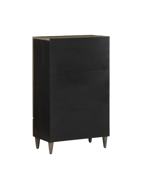 Floor-standing Living Room Display Cabinet made of Solid Wood with Glass Black 60x33x110cm