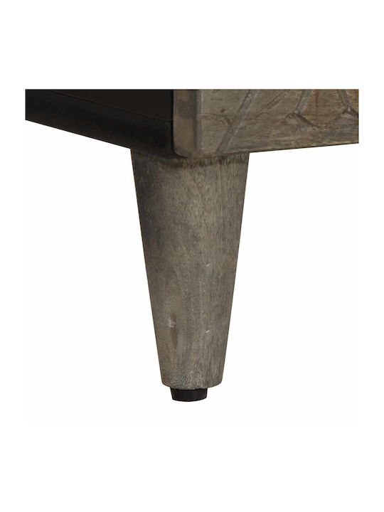 Floor-standing Living Room Display Cabinet made of Solid Wood with Glass Black 60x33x110cm