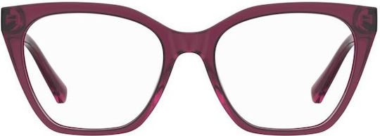 Moschino Plastic Eyeglass Frame Butterfly Burgundy MOL627 MU1