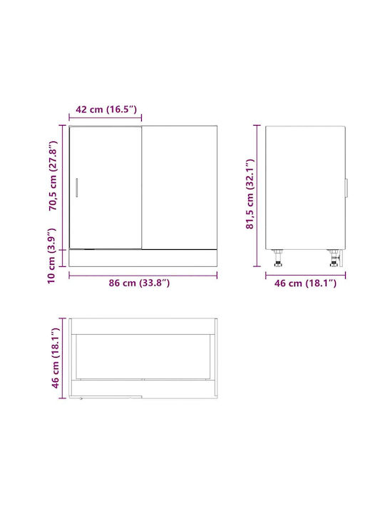 Dulap pentru Chiuvetă Negru 80x46x81.5buc