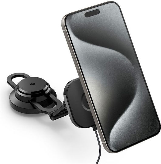 Spigen Onetap Pro 3 Βάση Κινητού Αυτοκινήτου με Ρυθμιζόμενα Άγκιστρα και Ασύρματη Φόρτιση Μαύρη