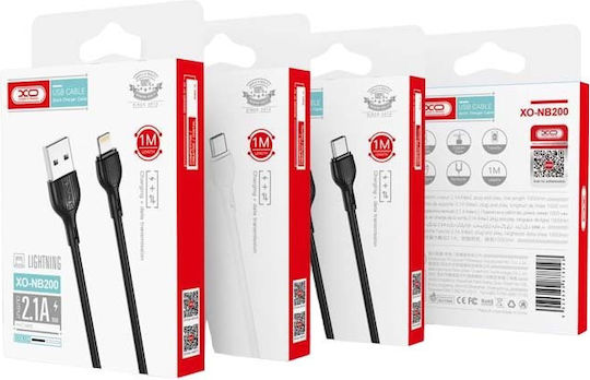 XO NB200 2.1A USB-A to Lightning Cable Black 1m (16.005.0134)