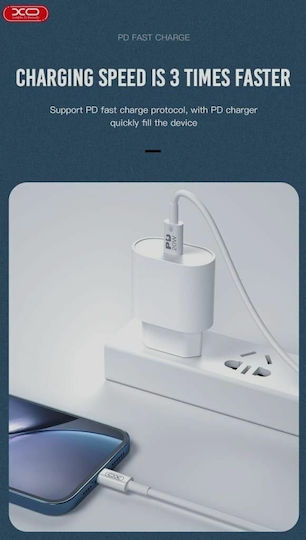 XO NB-Q189B USB-C zu Lightning Kabel 20W Weiß 2m (16.005.0286)