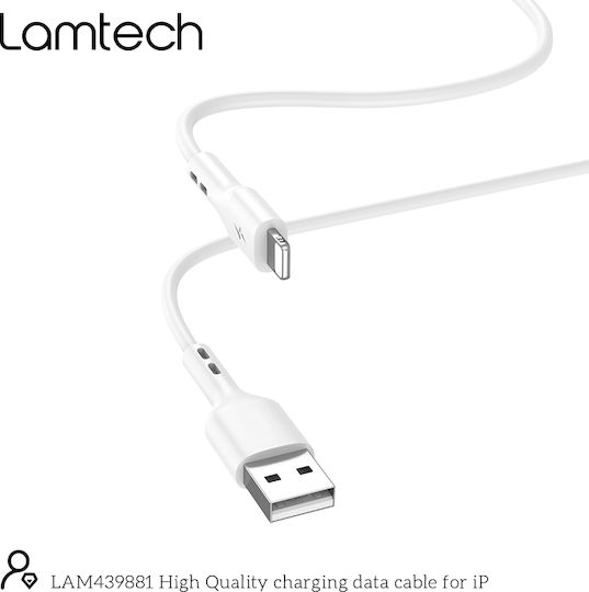 Lamtech Regular USB-A la Cablu Lightning Alb 1m (LAM439881)
