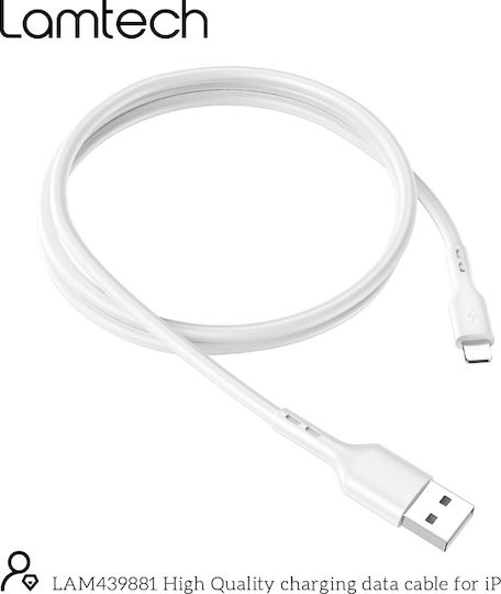 Lamtech Regular USB-A la Cablu Lightning Alb 1m (LAM439881)