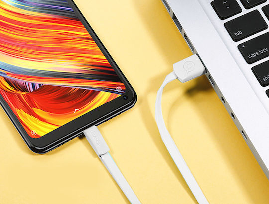 Usams Flat USB to Lightning Cable Λευκό 1.2m (SJ199)