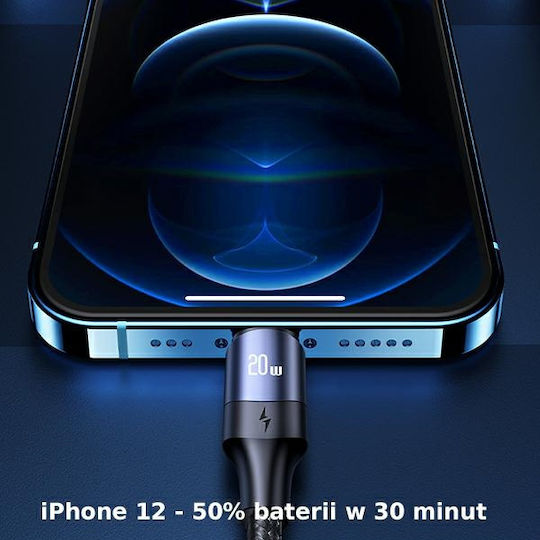 Usams US-SJ522 Braided USB-C to Lightning Cable 20W Black 2m (SJ522USB01)