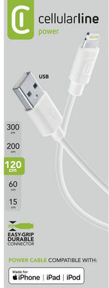 Cellular Line Regular USB to Lightning Cable Λευκό 1m (USBDATACMFIIPH5W)