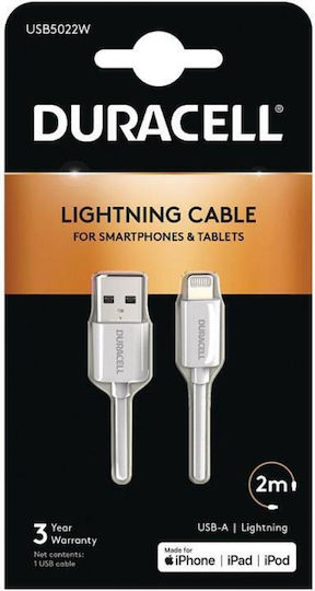 Duracell USB to Lightning Cable White 2m (USB5022W)