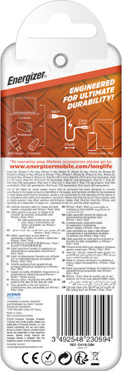 Energizer USB to Lightning Cable Μαύρο 1.2m (C410LGBK)