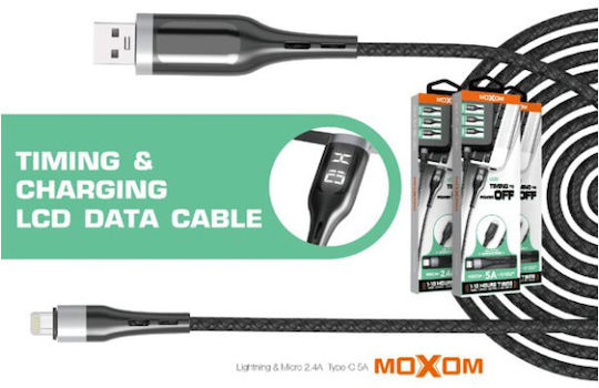 Moxom MX-CB39 Braided USB to Lightning Cable Μαύρο 1m